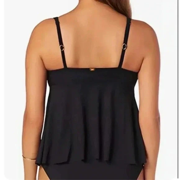 Amoressa by Miraclesuit Farrah Black Tankini Swim Top size 6 NWT - Picture 2 of 5